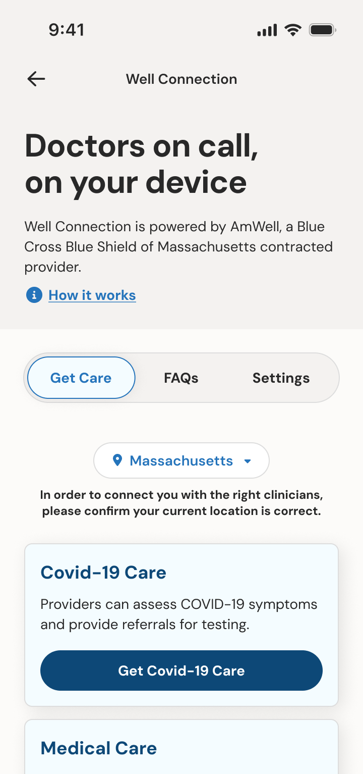 Redesigned Well Connection screen with calmer color and type